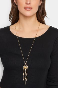 Collar Dorado Con Colgante Piedras