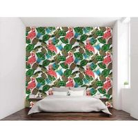 fotomural vinilo flamencos pinas tropical 200 x 150 cm