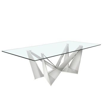 Mesa Comedor Rectangular Cristal Templado Y Acero Cromado Angel Cerdá 1049 240x120x75