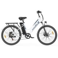 bicicleta electrica urbana zazawork c26 pro 36 v 20 ah horquilla de suspension blanca