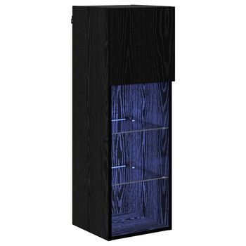 Mueble De Tv | Mueble De Salón | Gabinete De Tv Montado En La Pared Roble Negro 30,5 X 30 X 90 Cm