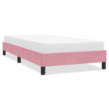 Cama Individual | Cama Para Adultos | Estructura De Cama Sin Colchón Terciopelo Rosa 90x210 Cm Cfw5846628
