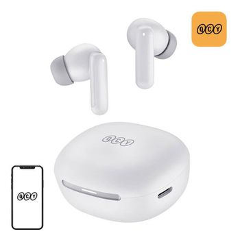 Auriculares QCY MeloBuds HT16 inalámbricos Bluetooth con Cancelación de Ruido ANC y resistencia IPX4 blancos