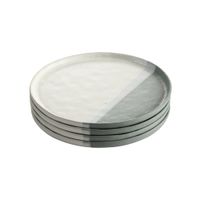 juego de 4 platos de postre de gres crema y verde d22
