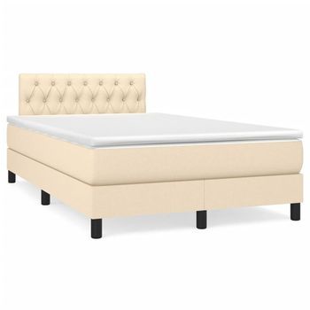 Cama Box Spring Con Colchón Tela Color Crema 120x200 Cm Vidaxl