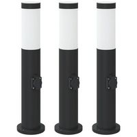 balizas de luz con toma de corriente 3 unidades 50 cm acero inoxidable ip44 vidaxl
