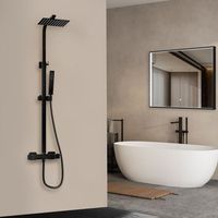 columna de ducha con grifo termostatica negro ducha de lluvia negro acero inoxidable con ducha de techo y ducha de mano - lomazoo kyoto