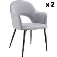 2 sillas de comedor aspecto terciopelo 57 x 615 x 875 cm gris claro