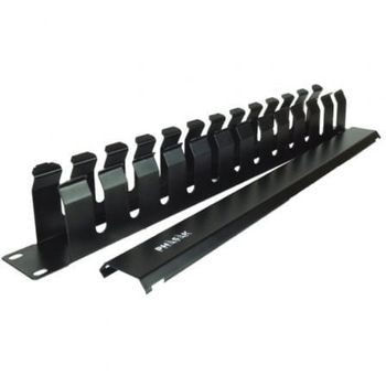 Panel guía cables PHASAK PA 5095 con tapa para rack 19″ 1U frontal metálico