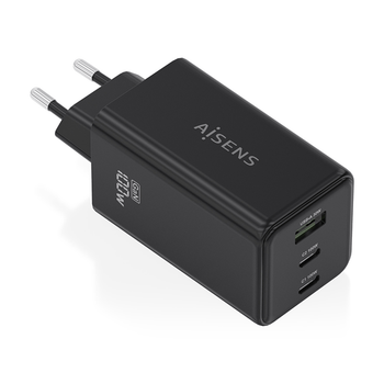 AISENS Cargador GaN 100W 2x USB C PD3 0 QC4 0 QC5 0 1x USB A QC3 0 Negro