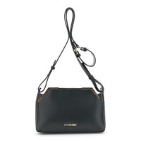 bolso bandolera efecto piel con esquinas metalicas black