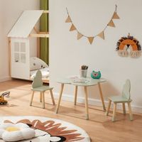 juego infantil de mesa y 2 sillas epim mdf en forma de nubes - verde menta encasa