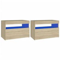 mesitas de noche con led 2 uds contrachapada sonoma 60x35x40 cm vidaxl