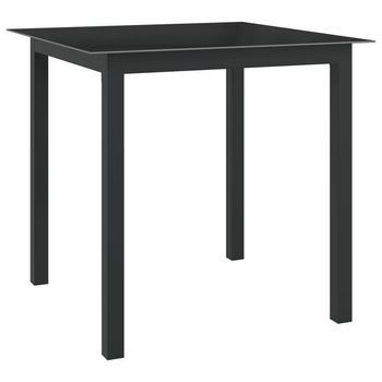 Mesa De Jardín De Aluminio Y Vidrio Negro 80x80x74 Cm Vidaxl