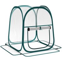 outsunny mini invernadero plegable pop-up invernadero de exterior con puerta enrollable y cubierta transparente