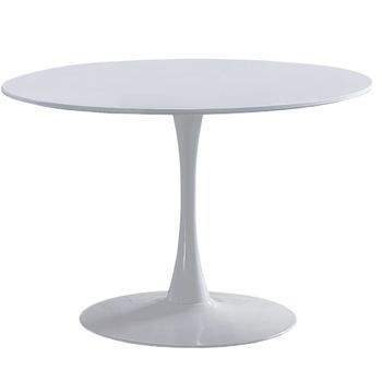 Mesa Redonda Salón Melamina Metal  110x75 Cm - Blanco