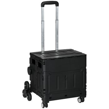 HOMCOM Carrito de Compra Sube Escaleras plegable Mango telescópico soporta hasta 65 kilos Negro   Aosom España