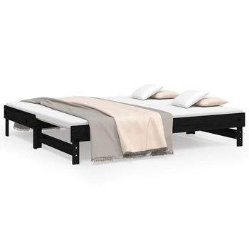 Sofá Cama Extraíble Madera Maciza De Pino Negro 2x(75x190) Cm Vidaxl