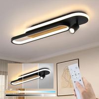 lampara de techo led para salon 46w negro regulable con 1 foco de techo y mando a distancia zmh