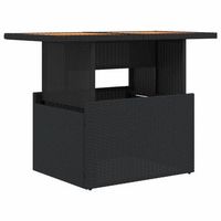 mesa de jardin  mesa de exterior ratan pe y madera de acacia negro 100x55x73 cm