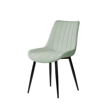 Silla de comedor acolchada menta con patas negras