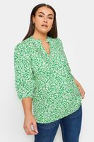 yours blusa verde de flores blancas con jaretas mujer curvy y tallas grandes yours