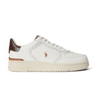 Polo Ralph Lauren para hombre. 809P15528001 Zapatillas Masters Court de piel blanco (42), Plano, Cordones, Casual