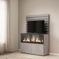 aparador efecto madera cemento 107x35x145cm chimenea efecto fuego