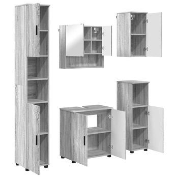 Juego De Muebles De Baño 5 Uds. Gris Sonoma 61 X 35 X 64 Cm Vidaxl