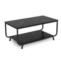 costway mesa de centro de marmol moderna con estante de almacenamiento para sala de estar oficina 105 x 55 x 465 cm negro