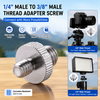 puluz-tornillo adaptador de conversion de rosca macho de 14 pulgadas a rosca macho de 38 pulgadas para tripode de camara cabezal de bola accesorios para camara dslr