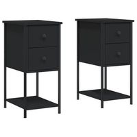 pack 2 uds mesitas de noche  mesilla de noche madera de ingenieria negro 32x42x70 cm