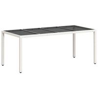 mesa de jardin  mesa de exterior superficie de vidrio ratan pe blanco 190x90x75cm