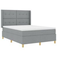 cama tipo box spring con tiras led gris claro 140 x 190 cm tela vidaxl