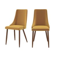 set de 2 sillas de terciopelo amarillo mostaza