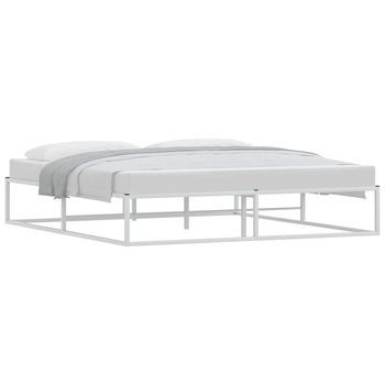 Cama Matrimonial | Cama Para Adultos | Estructura De Cama Sin Colchón Metal Blanco 180x200 Cm