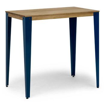 Mesa Lunds Alta 80x120x110cm Azul En Madera Maciza De Pino Acabado Vintage Estilo Industrial Box Furniture