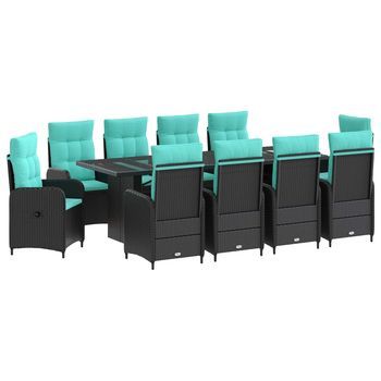 Juego De Comedor Para Exteriores 11 Uds. Negro Y Turquesa Vidaxl
