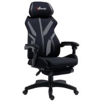 vinsetto silla gaming giratoria con reposapies retractil silla de oficina reclinable y altura ajustable 65x65x119-129 cm negro   aosom espana