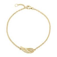 pulsera de plata chapada en oro amarillo alas de angel