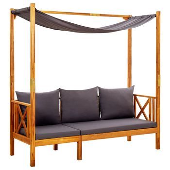 Banco De Jardín Con Toldo Madera Maciza De Acacia Vidaxl