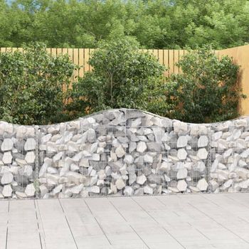 Cestas De Gaviones 3 Piezas | Gavión Para Piedras | Gavión Decorativo Forma De Arco Hierro 200x30x80/100 Cm Cfw835204