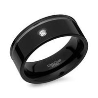 anillo acero inoxidable mujer ranura brillante negro 8mm