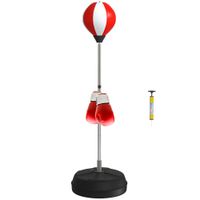 homcom saco de boxeo de pie bola de boxeo de pie ajustable en altura cm con guantes bomba y base para adolescentes y principiantes rojo