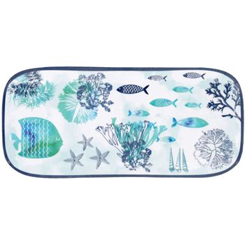 Plato largo de melamina con estampado marino 37,5 cm