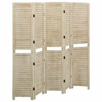 biombo de 5 paneles de madera maciza de paulownia 175x165 cm vidaxl