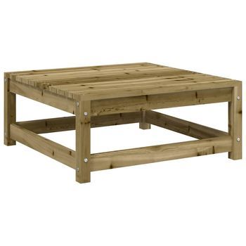 Taburete De Jardín | Otomana De Jardín | Reposapiés De Jardín Madera De Pino Impregnada 70x70x30 Cm