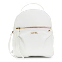mochila con efecto piel granulada suave y aplicaciones de remaches metalicos white