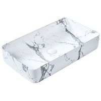 lavabo sobre encimera bano ceramica blanco efecto marmol rectangular 62 x 35 cm ipala