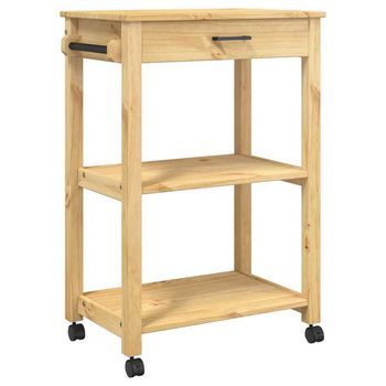 Carrito De Cocina，estantería De Cocina, Carrito De Servir Monza Madera Maciza De Pino 60x40x90 Cm